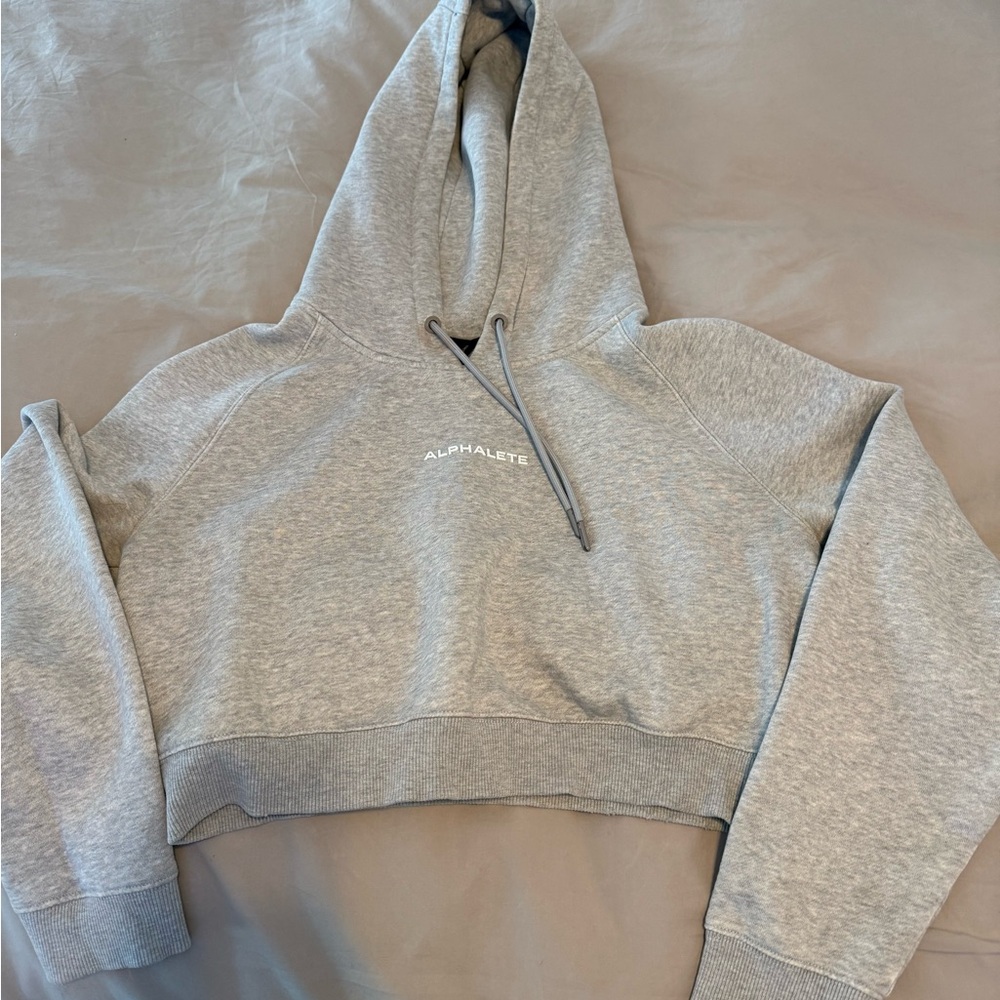 Alphalete Light Gray Cropped Hoodie